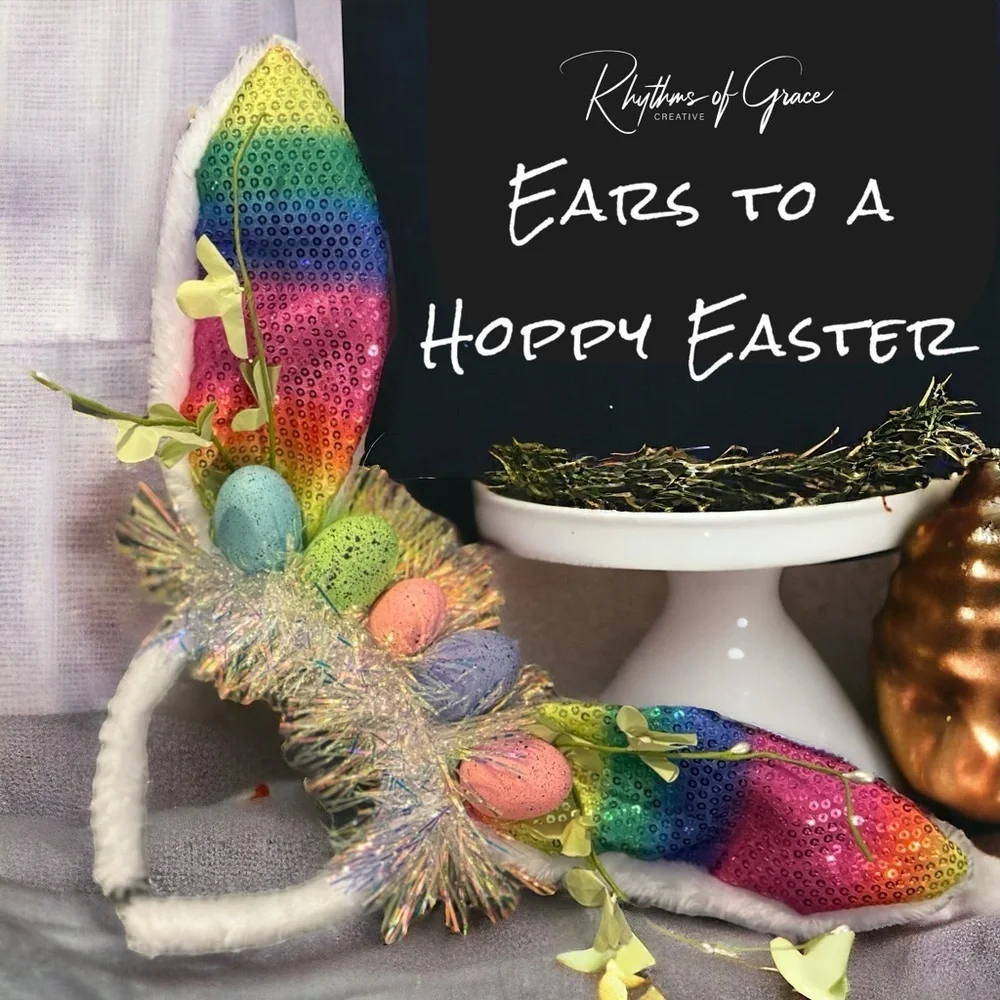Rainbow Easter Bunny Ears - Rabbit Ears, Handmade Headpiece, Easter Headband